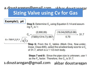 Sizing Valve using Cv for Gas 
Example1; p4 
 