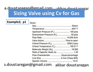 Sizing Valve using Cv for Gas 
Example2; p1 
 