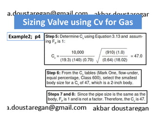 Sizing Valve using Cv for Gas 
Example2; p4 
 