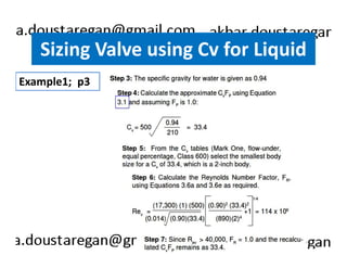 Sizing Valve using Cv for Liquid 
Example1; p3 
 