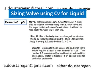 Sizing Valve using Cv for Liquid 
Example1; p5 
 