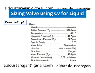 Sizing Valve using Cv for Liquid 
Example2; p1 
 