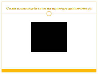 Силы взаимодействия на примере динамометра 
 