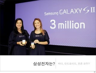 삼성전자는? 바다, 안드로이드, 윈폰 모두? 
28 
 