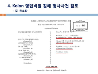 30 
4. Kolon 영업비밀 침해 형사사건 검토 - (2) 공소장  