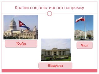 Країни соціалістичного напрямку 
Куба Чилі 
Нікарагуа 
 