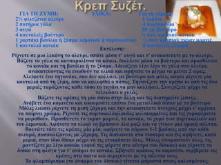 ΓΙΑ ΤΗ ΖΥΜΗ: ΥΛΙΚΑ: Για τη γέμιση: 
2½ φλιτζάνια αλεύρι 1 λεμόνι 
2 ποτήρια γάλα 4 πορτοκάλια 
3 αυγά 50 γρ. βούτυρο 
4 κουταλιές βούτυρο ½ ποτ. κρασιού κονιάκ 
1 χαρτάκι βανίλια ή ξύσμα λεμονιού ή πορτοκαλιού ¼ ποτ. κρασιού γκραν μαρνιέ 
1 κουταλιά κονιάκ 8 κουταλιές ζάχαρη 
Εκτέλεση: 
Ρίχνετε σε μια λεκάνη το αλεύρι, σπάτε μέσα τ’ αυγά και τ’ ανακατεύετε με το αλεύρι. 
Βάζετε το γάλα σε κατσαρολίτσα να κάψει, διαλύετε μέσα το βούτυρο και προσθέτετε 
το κονιάκ και τη βανίλια ή το ξύσμα. Αδειάζετε λίγο λίγο το γάλα στο αλεύρι, 
ανακατεύοντας να ενωθούν τα υλικά και αφήνετε το μίγμα να μείνει 2 ώρες. 
Αλείφετε ένα τηγανάκι, που δεν κολλάει, με βούτυρο και μόλις κάψει ρίχνετε μια 
κουταλιά από τη ζύμη, όσο να καλυφθεί ο πάτος. Τηγανίζετε την κρέπα κι από τις δυο 
μεριές ταράζοντας κάθε τόσο το τηγάνι να μην κολλήσει. Συνεχίζετε μέχρι να 
τελειώσει ο χυλός. 
Βάζετε τις κρέπες τη μία πάνω στην άλλη και τις διατηρείτε ζεστές. 
Ανάβετε ένα καμινέτο και ακουμπάτε επάνω ένα μεταλλικό δίσκο με το βούτυρο. 
Μόλις λιώσει ρίχνετε τη μισή ζάχαρη και την ανακατεύετε συνεχώς μέχρι ν’ αρχίσει 
να παίρνει χρώμα. Ρίχνετε τις πορτοκαλόφλουδες ψιλοκομμένες και τις γυροφέρνετε 
να μαραθούν. Προσθέτετε το γκραν μαρνιέ, το κονιάκ, το χυμό των πορτοκαλιών και 
του λεμονιού. Αφήνετε τα υλικά να βράσουν όλα μαζί και να γίνουν μια αραιή σάλτσα. 
Βουτάτε τότε τις κρέπες μία μία, αφήνετε να πάρουν 1-2 βράσεις από την κάθε 
πλευρά, πασπαλίζοντας με ζάχαρη. Τις διπλώνετε στα τέσσερα και τις αφήνετε, κατά 
μεριά, στον ίδιο δίσκο μέχρι να τις ετοιμάσετε όλες. Μόλις ετοιμαστούν όλες, τις 
ραντίζετε με λίγο κονιάκ (αφού τις φέρετε στο κέντρο του δίσκου) και γέρνετε το 
δίσκο στη φλόγα για ν’ ανάψει το κονιάκ. Σβήνετε αμέσως το καμινέτο, σερβίρετε τις 
κρέπες στα πιάτα και περιχύνετε με τη σάλτσα τους. 
Το φλαμπάρισμα (το άναμμα του δίσκου) γίνεται μπροστά στους καλεσμένους. 
 