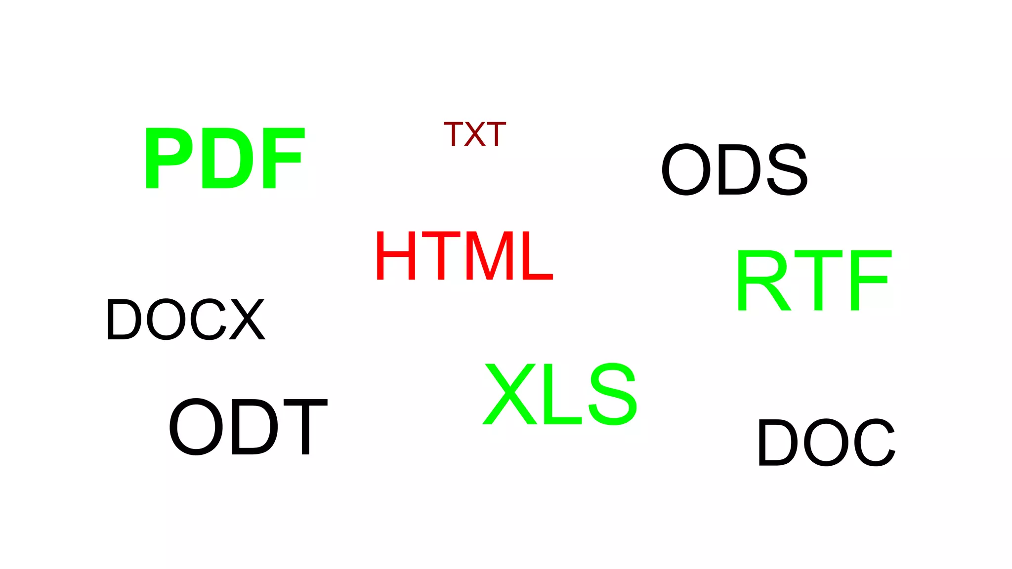 PDF
XLS DOCODT
ODS
DOCX
TXT
HTML RTF
 