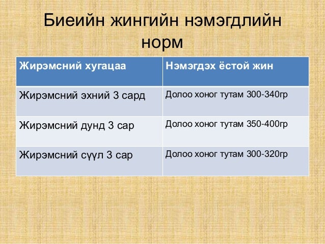 жирэмсэн үеийн хэвийн үзүүлэлтүүд