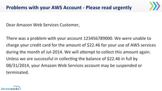 Thank	
  you	
  for	
  your	
  payment	
  
Dear	
  Amazon	
  Web	
  Services	
  Customer,	
  
We	
  have	
  successfully	
...