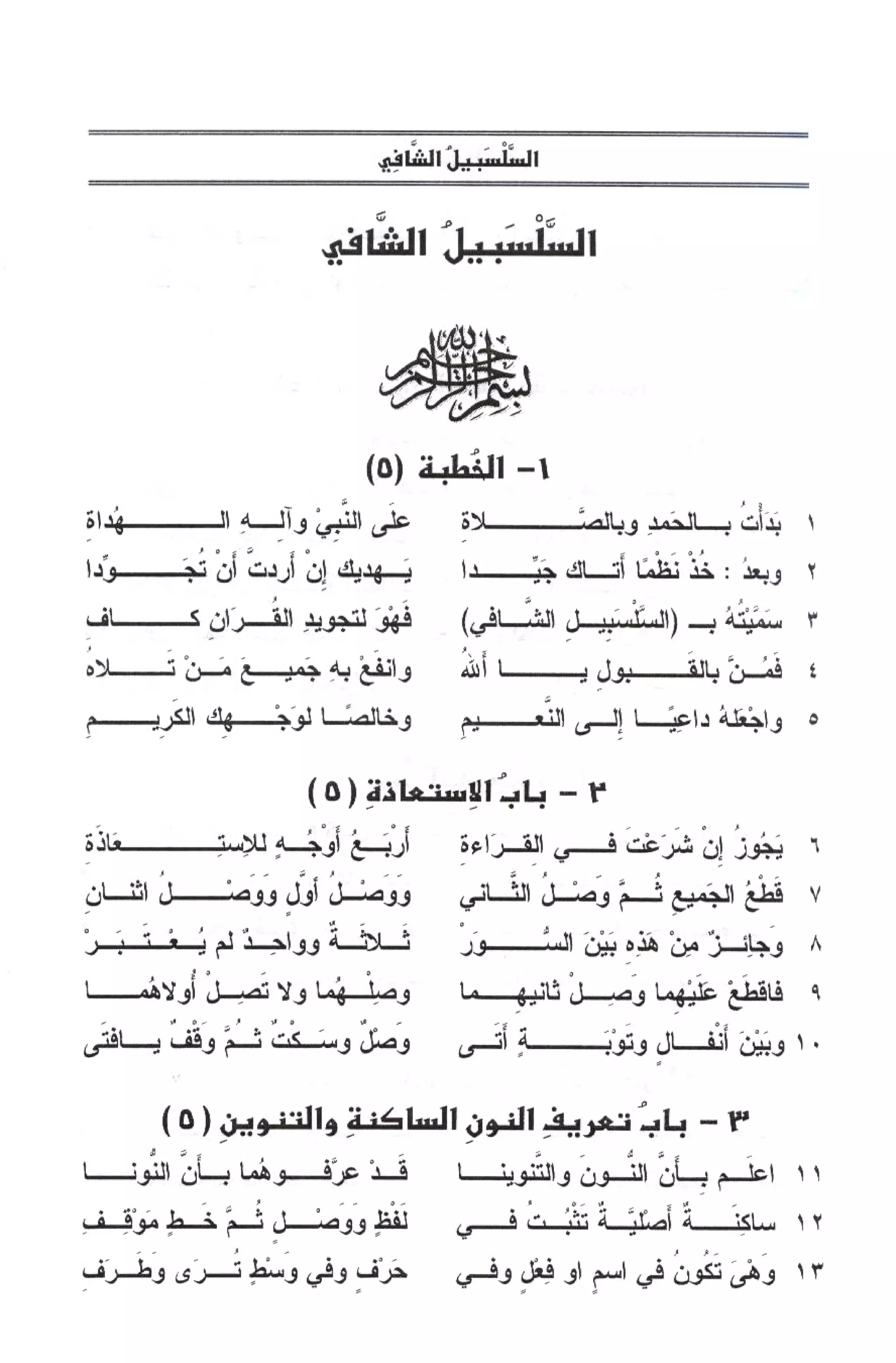 السلسبيل الشافي ورسالة قصر المنفصل لحفص