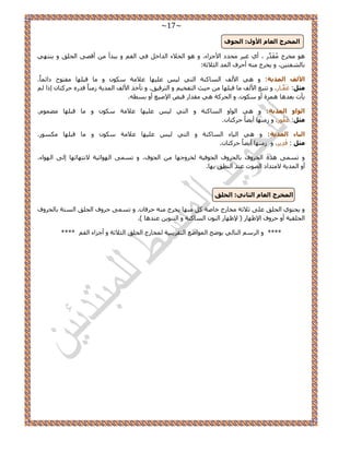 ~17~ 
ا خٌّشط ا ؼٌب الأٚي: ا غٌٛف 
ٛٞ وٓ ؽَ وَُٓيَّ ، أ ١ ؿ ٤ لٓيى ح ٧ؿ حِء. ٝ ٛٞ ح وُ ٬ء ح يُحه ك ٢ ح لُ ٝ ٣زيأ أهٜ ٠ ح لُ نِ ٝ ٣ ظٜ٘ ٢ 
رخ لُ٘ظ ٤ ،ٖ ٝ ٣و ؽَ ٚٓ٘ أك فَ ح ئُ ح ؼُ ٬ػش: 
٤ُ ػ ٤ِٜخ ػ ٬ شٓ ٌٞٓ ٝ خٓ هز ِٜخ لٓظٞف ىحث خًٔ. الأ فٌ ا ذٌّ ٠خ: ٝ ٛ ٢ ح ٧ قُ ح خُٔ شً٘ ح ظُ ٢ 
ضِ :ً ؿَلَّـخ .ٍ ٝ طظزغ ح ٧ قُ خٓ هز ِٜخ ك ٤غ ح ظُلو ٤ ٝ ح ظُ هَ ٤ن. ٝ طؤه ح ٧ قُ ح ئُ ٣ش خًُٓ٘ هي ٍٙ ك ظًَخ ا حً ٣ؤص رؼيٛخ ٛ سِٔ أٝ ٌٞٓ .ٕ ٝ ح لُ شًَ ٛ ٢ وٓيح هزٞ ح ٩ٛزغ أٝ ر طٔٚ. 
٤ُ ػ ٤ِٜخ ػ ٬ شٓ ٌٞٓ ٝ خٓ هز ِٜخ ٠ٓ ٞٔ .ّ ا ٌٛاٚ ا ذٌّ ٠خ: ٝ ٛ ٢ ح ُٞحٝ ح خُٔ شً٘ ٝ ح ظُ ٢ 
ضِ :ً ؿَلُٞ .ٍ ٝ ُٜٓ٘خ أ ٠٣ خً ك ظًَخ .ٕ 
٤ُ ػ ٤ِٜخ ػ ٬ شٓ ٌٞٓ ٝ خٓ هز ِٜخ ٌٞٓٔ .ٍ ا ١ٌبء ا ذٌّ ٠خ: ٝ ٛ ٢ ح ٤ُخء ح خُٔ شً٘ ٝ ح ظُ ٢ 
ضِ : هَيِ ٣ .َ ٝ ُٜٓ٘خ أ ٠٣ خً ك ظًَخ .ٕ 
ٝ ط ٠ٔٔ ٛ ٌٙ ح لُ َٝف رخ لُ َٝف ح ـُٞك ٤ش وُ َٝؿٜخ ح ـُٞف، ٝ ط ٠ٔٔ ح ُٜٞحث ٤ش ٫ ظٜٗخثٜخ ا ٠ُ ح ُٜٞحء، 
أٝ ح ئُ ٣ش ٫ ظٓيحى ح ُٜٞص ػ ي٘ ح طُ٘ن رٜخ. 
ا خٌّشط ا ؼٌب ا ضٌب ٟٔ: ا ؾٌ كٍ 
ٝ ٣لظٞ ١ ح لُ نِ ػ ٠ِ ػ ٬ػش وٓخ ؽٍ هخٛش ٜٓ٘خ ٣و ؽَ ٚٓ٘ ك كَخ .ٕ ٝ ط ٠ٔٔ ك َٝف ح لُ نِ ح ظُٔش رخ لُ َٝف 
ح لُ وِ ٤ش أٝ ك َٝف ح ٩ظٜخ ) ٩ظٜخ ح ُٞ٘ ح خُٔ شً٘ ٝ ح ظُ ٞ٘ ٣ ػ ي٘ٛخ (. 
٣ٟٞق ح ُٞٔحٟغ ح ظُو ٣َز ٤ش ؤُخ ؽٍ ح لُ نِ ح ؼُ ٬ػش ٝ أؿ حِء ح لُ **** **** ٝ ح ح ظُخ ٢ُ 
 