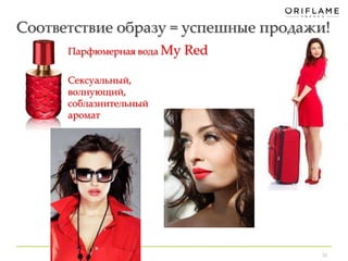 Соответствие образу = успешные продажи! 
35 
Парфюмерная вода My Red 
Сексуальный, 
волнующий, 
соблазнительный 
аромат 
 