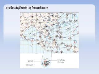 การเขียนสัญลักษณ์ต่างๆ ในแผนที่อากาศ 
 