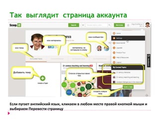 Так выглядит страница аккаунта 
Если пугает английский язык, кликаем в любом месте правой кнопкой мыши и 
выбираем Перевести страницу 
 