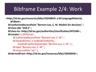 ‫مقارنة‬ ‫خدمة‬MARC‫إلى‬BIBFRAME
http://bibframe.org/tools/compare/
06/01/201507:06‫م‬‫معوض‬ ‫عبدالحميد‬ ‫محمد‬110
 