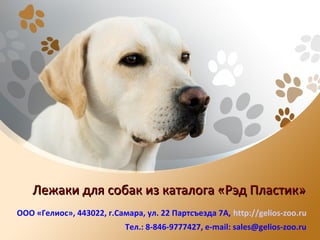 Лежаки для собак иизз ккааттааллооггаа «РРээдд ППллаассттиикк» 
ООО «Гелиос», 443022, г.Самара, ул. 22 Партсъезда 7А, http://gelios-zoo.ru 
Тел.: 8-846-9777427, e-mail: sales@gelios-zoo.ru 
 