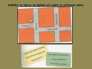Διαβάζω τις κάρτες και βρίσκω στο χάρτη το αντίστοιχο μέρος: 
 
