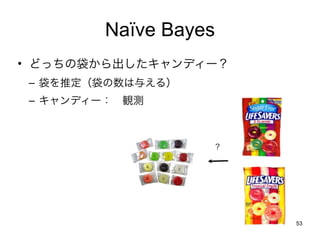 53 
Na?ve Bayes 
? ɤäδǥ` 
C ƶ뤨룩 
C ǥ`Qy 
 
 
