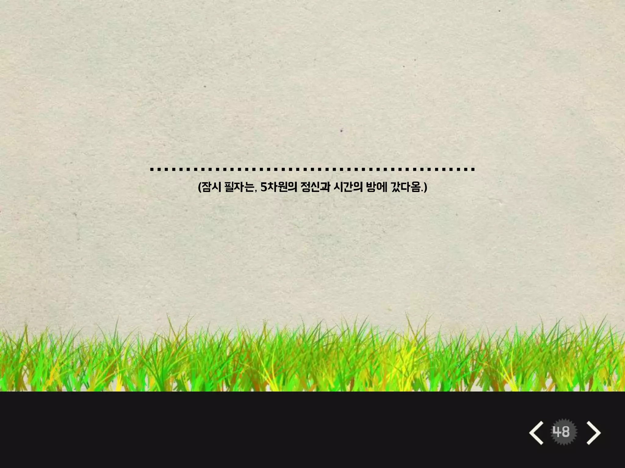 48
………………………………………
(잠시 필자는, 5차원의 정신과 시간의 방에 갔다옴.)
 
