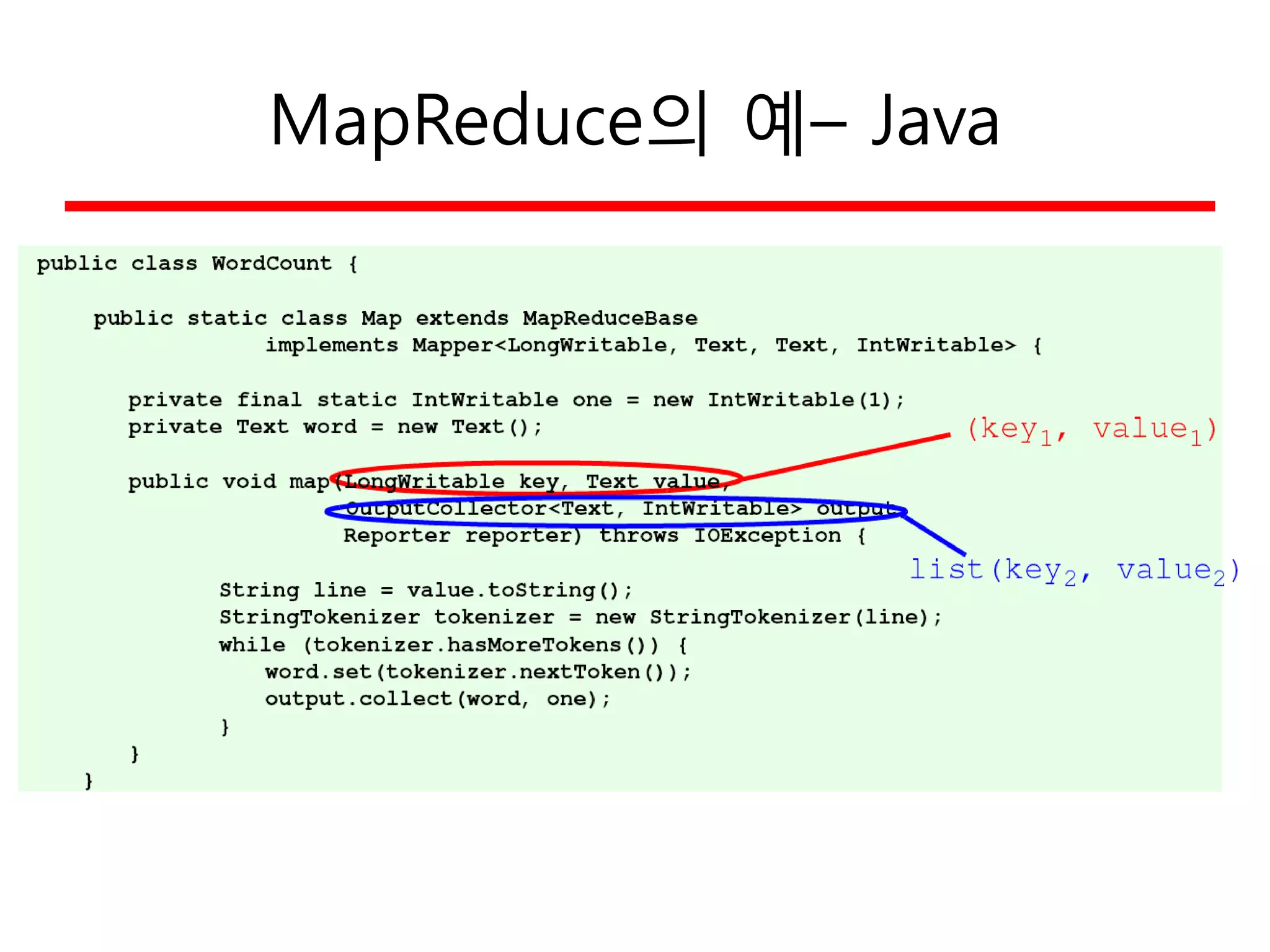 MapReduce의 예– Java
 