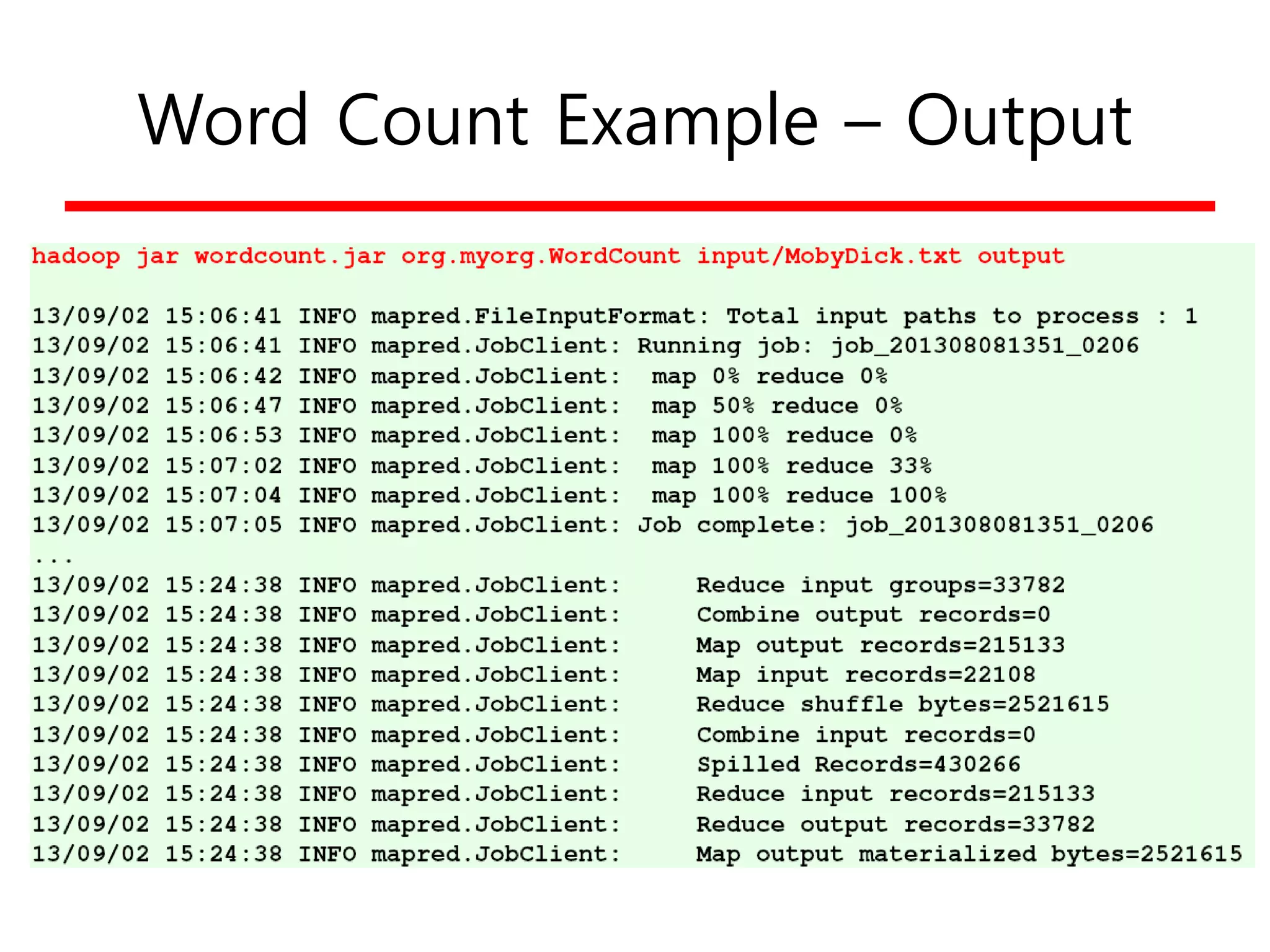 Word Count Example – Output
 