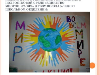 НЕДЕЛЯ ПО ПРОФИЛАКТИКЕ ЭКСТРЕМИЗМА В
ПОДРОСТКОВОЙ СРЕДЕ «ЕДИНСТВО
МНОГООБРАЗИЯ» В ГБОУ ШКОЛА №1400 В 1
ШКОЛЬНОМ ОТДЕЛЕНИИ:
 