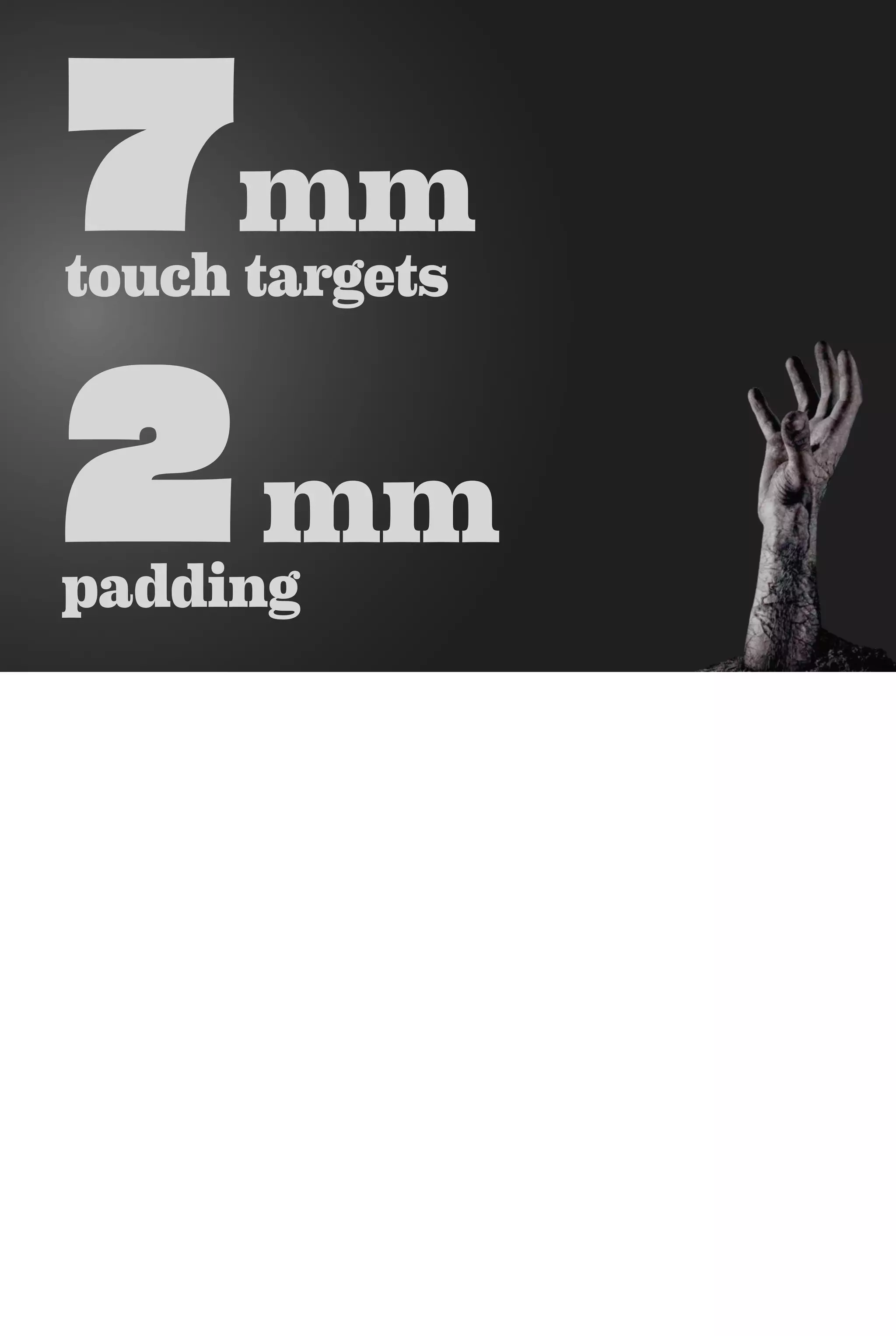 7mm
touch targets
2mm
padding
 