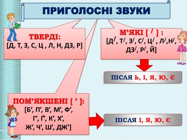 Приголосні дзвінкі, глухі, тверді, м'які