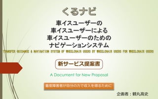 新サービス提案書
A Document for New Proposal
企画者：鶴丸高史
重度障害者が自分の力で収入を得るために
 