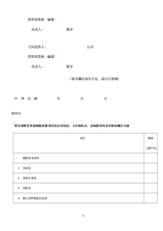 體育署創新創業輔導計畫申請 運動信貸申請文件-綜合版-詹翔霖教授