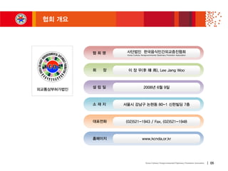 Korea Culinary Nongovernmental Diplomacy Promotion Association
협회 개요
┃ 05
외교통상부허가법인
협 회 명 사단법인 한국음식민간외교증진협회
Korea Culinary Nongovernmental Diplomacy Promotion Association
회 장 이 장 우(李 璋 雨), Lee Jang Woo
설 립 일 2008년 6월 9일
소 재 지 서울시 강남구 논현동 80-1 신한빌딩 7층
대표전화 (02)521-1943 / Fax. (02)521-1948
홈페이지 www.kcnda.or.kr
 