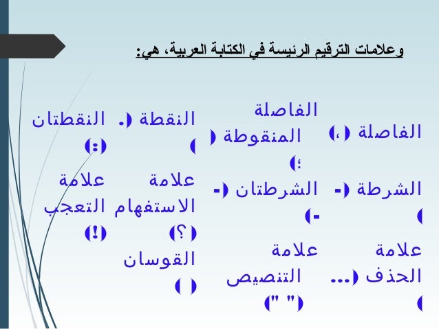 علامات الترقيم في الكتابة العربية ومواضع استعمالها