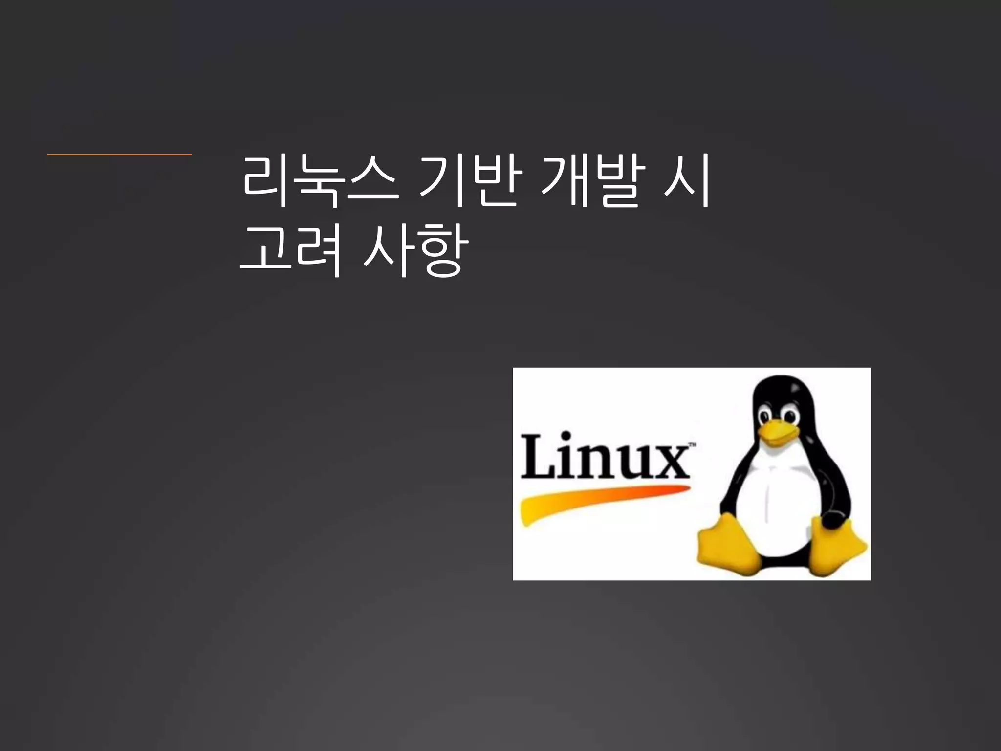 리눅스 기반 개발 시
고려 사항
 