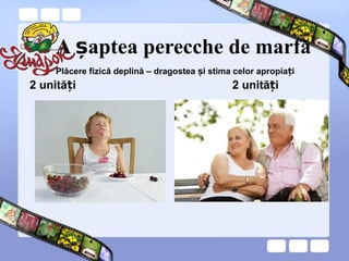 A aptea perecche de marfăș
2 unită iț 2 unită iț
Plăcere fizică deplină – dragostea i stima celor apropia iș ț
 