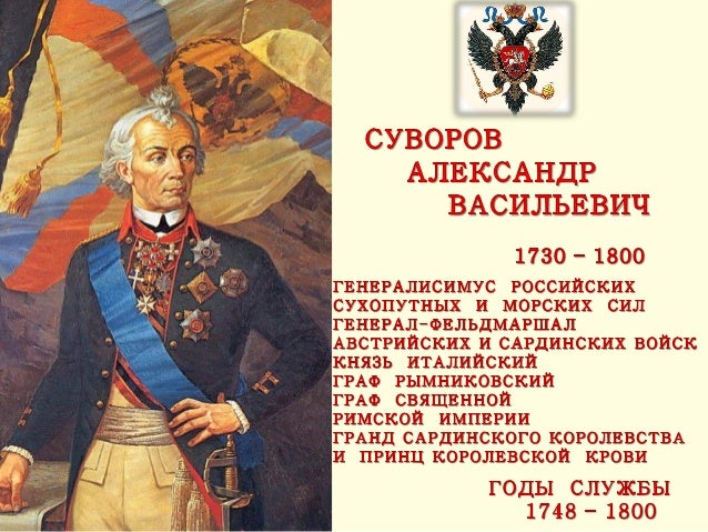 ГЕНЕРАЛИСИМУС А.В. Суворов. Generalissimo A.V. Suvorov
