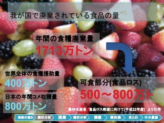 我が国で廃棄されている食品の量
4 将来
 