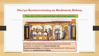 Παν/μιο Κωνσταντινούπολης και Θεοδοσιανός Κώδικας
 