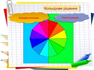 Заголовок слайдаКольорове рішенняКольорове рішення
Холодні кольориХолодні кольори Теплі кольори
 