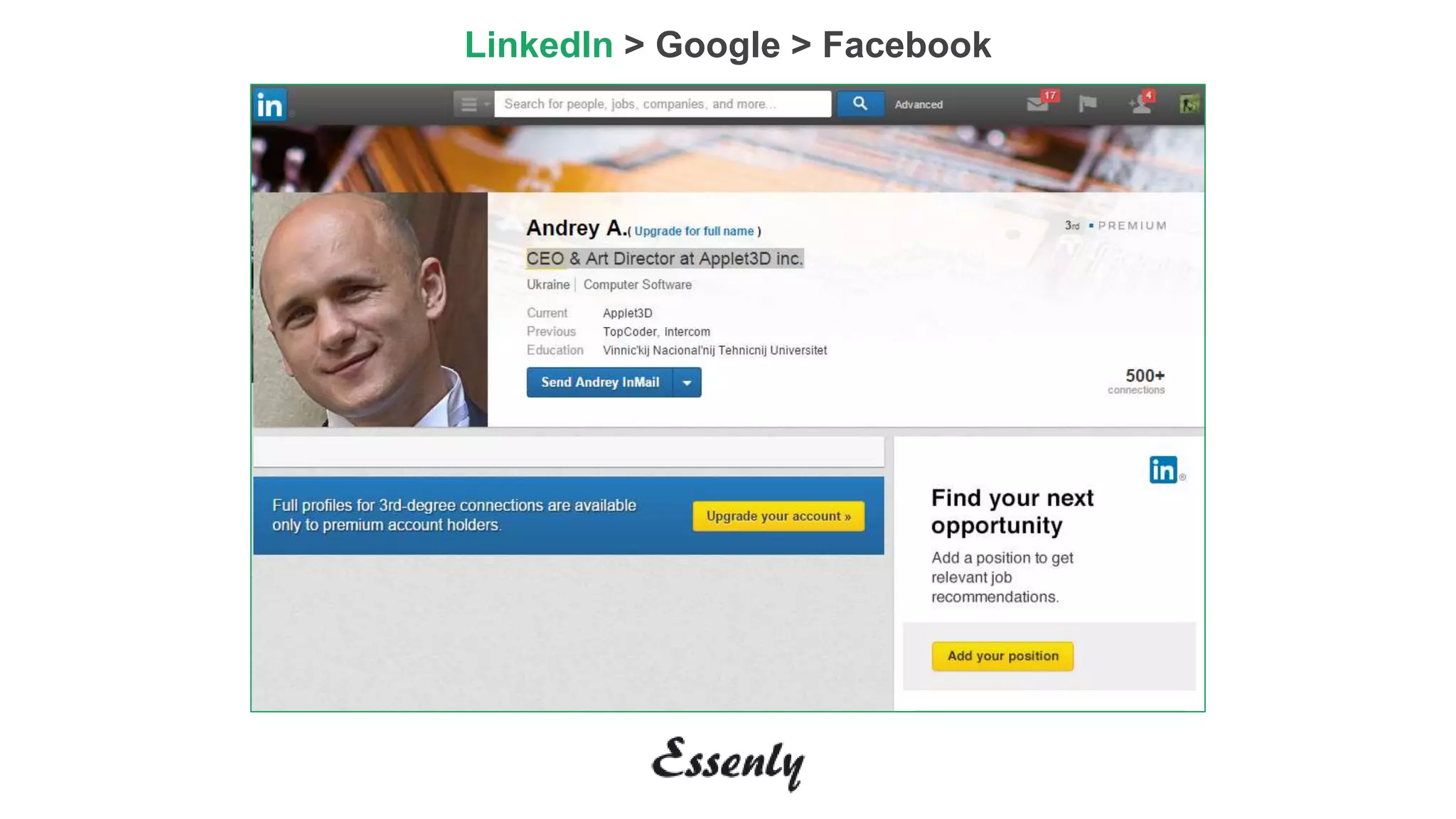 LinkedIn > Google > Facebook
 