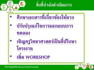 โครงงานฐานวิจัย (Research-Based Learning)
สิ่งที่กาลังดาเนินการ
โครงงานฐานวิจัย (Research-Based Learning)
 
