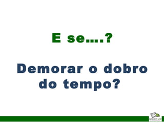 E se….?
Demorar o dobro
do tempo?
 