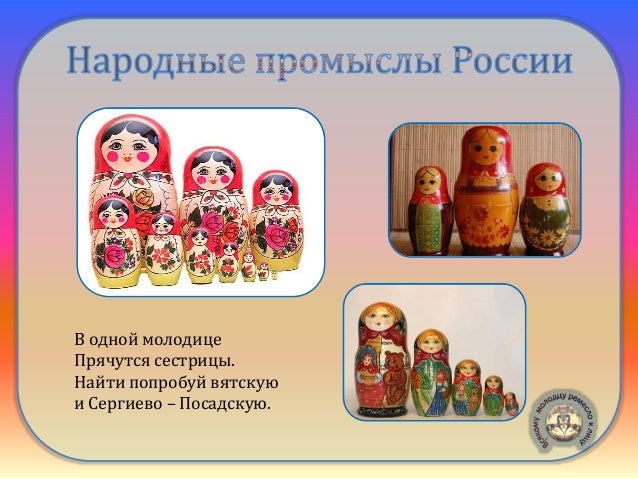 Народные промыслы России - презентация к уроку Географии - скачать презентацию