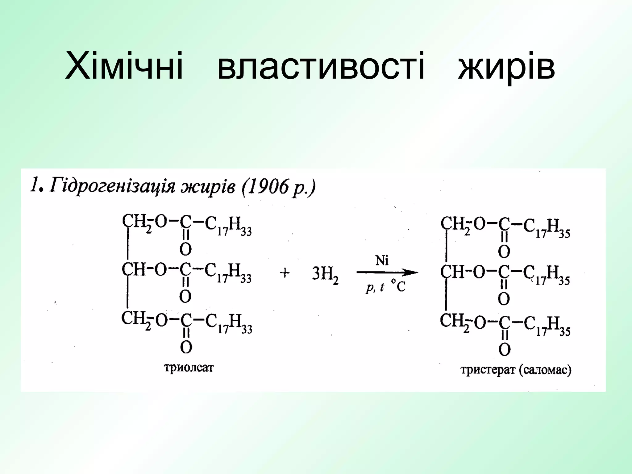 Хімічні властивості жирів
 