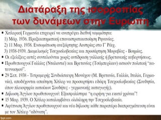 Διατάραξη της ισορροπίας
των δυνάμεων στην Ευρώπη
 