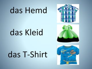 das Hemd
das Kleid
das T-Shirt
 