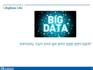 3
1.BigData Life
빅데이터라는 기술이 우리의 삶과 얼마나 밀접한 관련이 있을까?
 