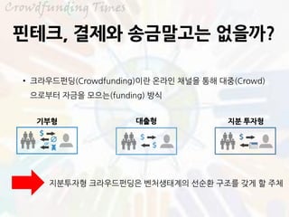 ???, ??? ????? ????
? ??????(Crowdfunding)?? ??? ??? ?? ??(Crowd)
???? ??? ???(funding) ??
?? ???
????? ??????? ?????? ??? ??? ?? ? ??
 