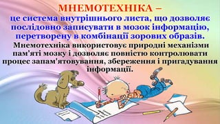 це система внутрішнього листа, що дозволяє
послідовно записувати в мозок інформацію,
перетворену в комбінації зорових обра...