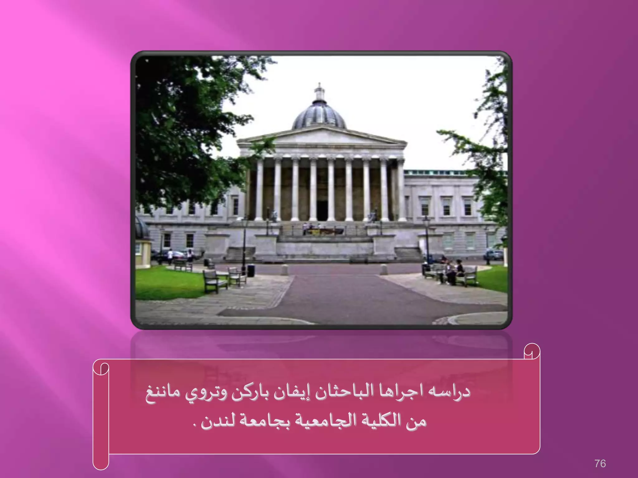 ‫ماننغ‬ ‫ي‬‫و‬‫وتر‬ ‫باركن‬ ‫إيفان‬ ‫الباحثان‬ ‫اها‬‫ر‬‫اج‬ ‫اسه‬‫ر‬‫د‬
‫لندن‬ ‫بجامعة‬ ‫الجامعية‬ ‫الكلية‬ ‫من‬.
76
 